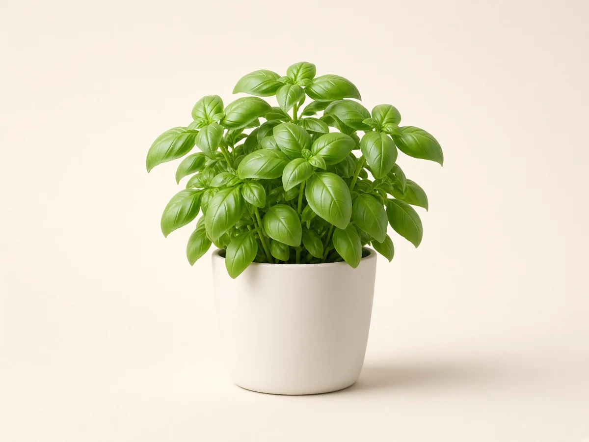 Albahaca (Ocimum basilicum) en maceta