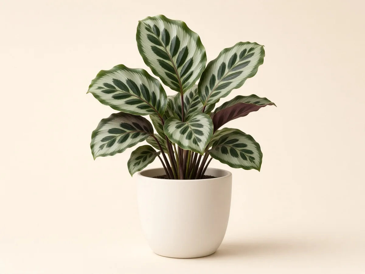 Calathea (Goeppertia spp. (antes Calathea)) en maceta