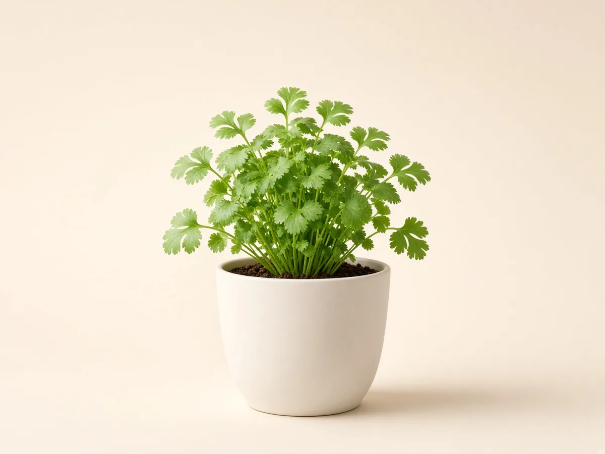 Cilantro (Coriandrum sativum) en maceta