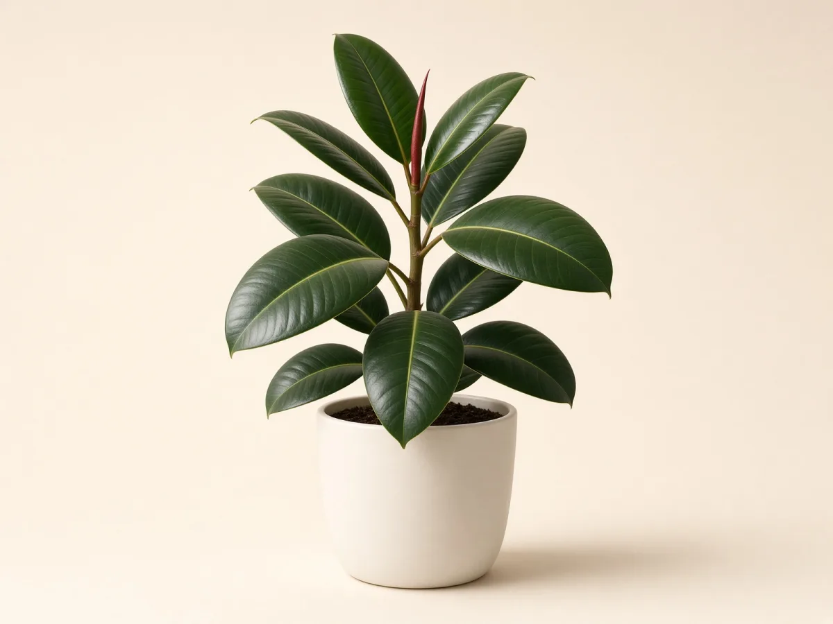 Ficus elastica (Ficus elastica) en maceta