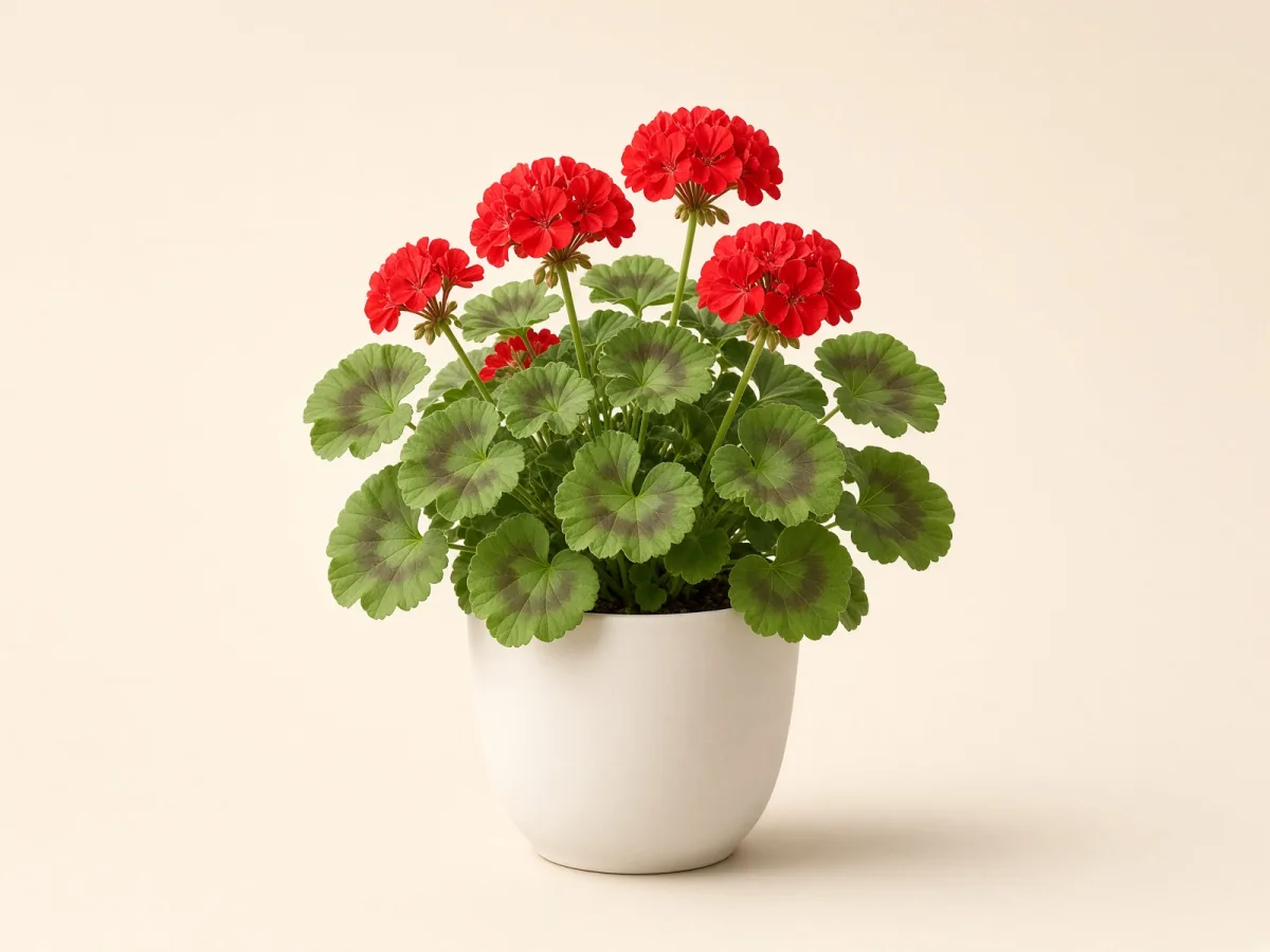 Geranio (Pelargonium spp.) en maceta
