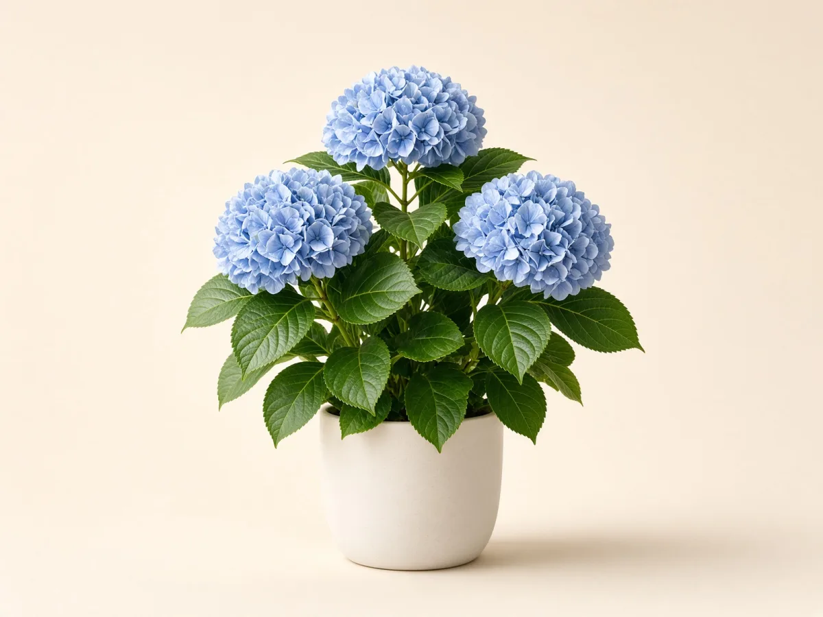 Hortensia (Hydrangea macrophylla) en maceta
