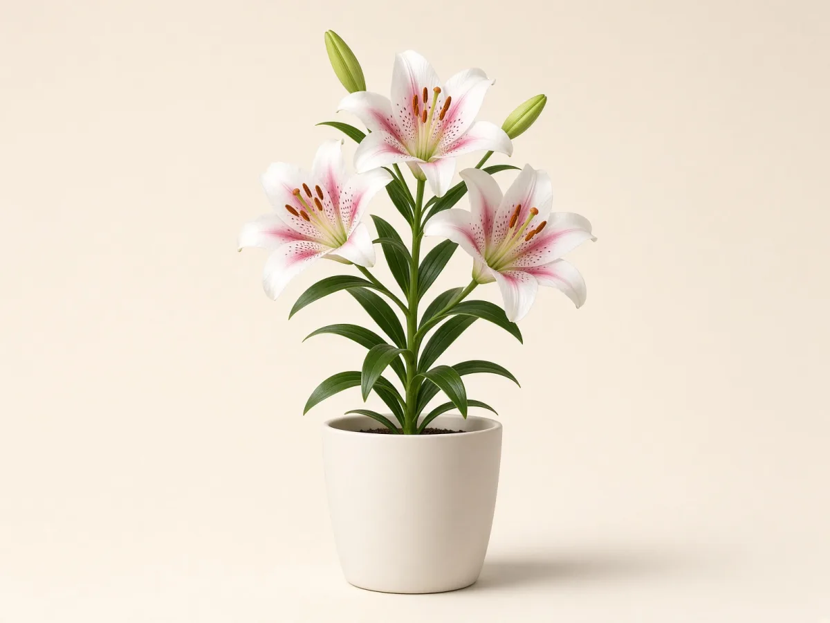 Lirio (Lilium spp.) en maceta