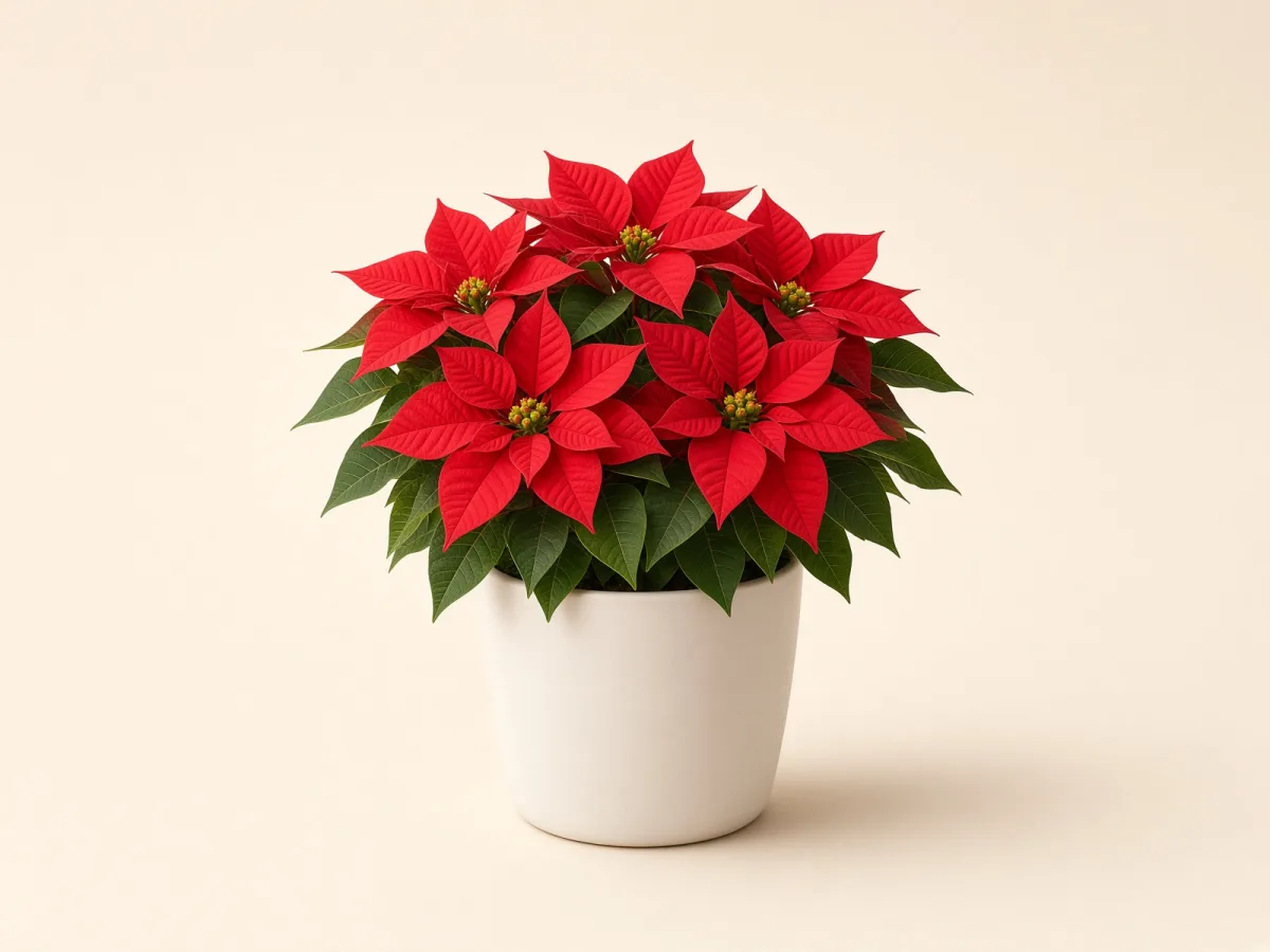Poinsettia (Euphorbia pulcherrima) en maceta