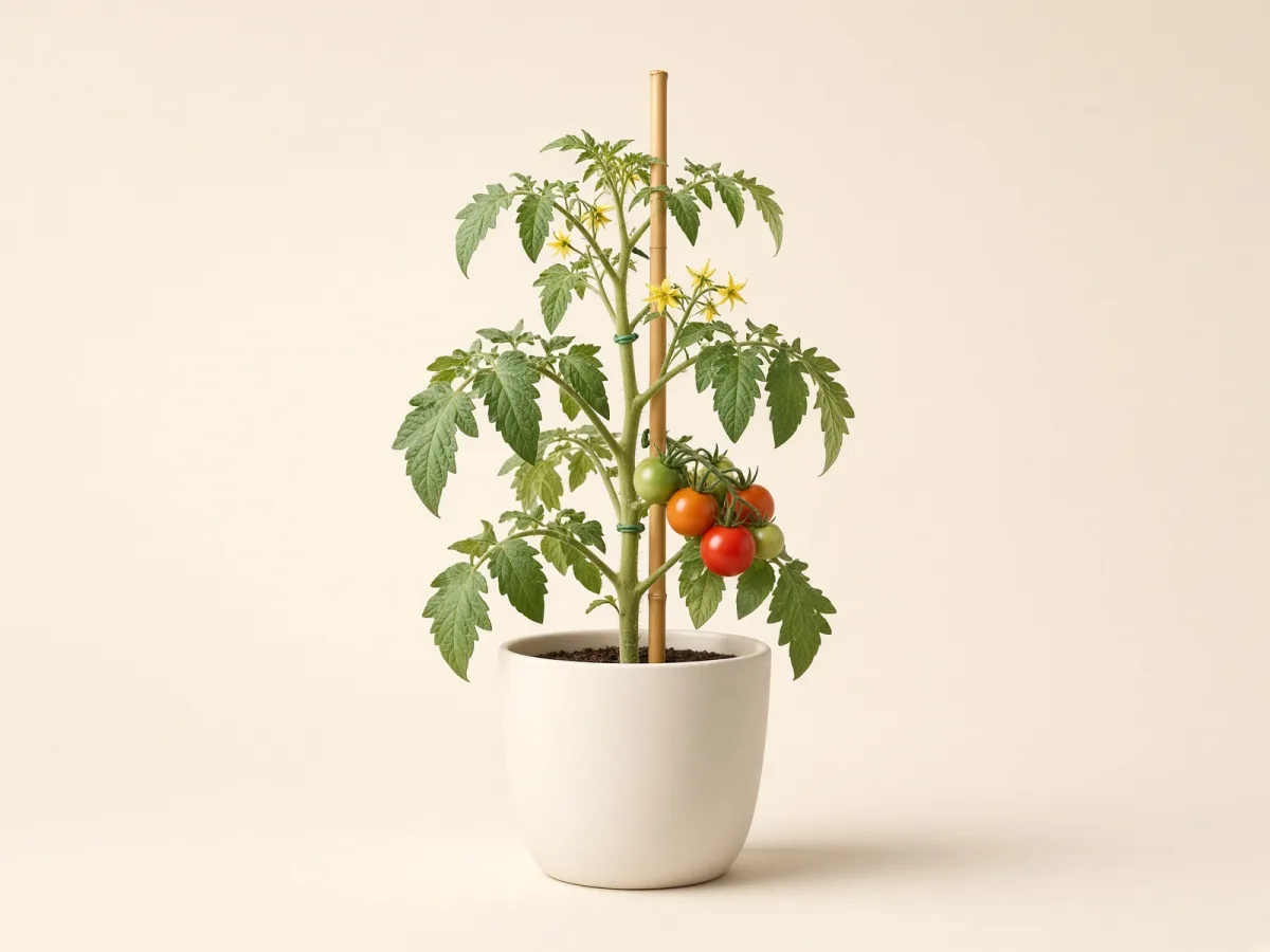 Tomate (Solanum lycopersicum) en maceta